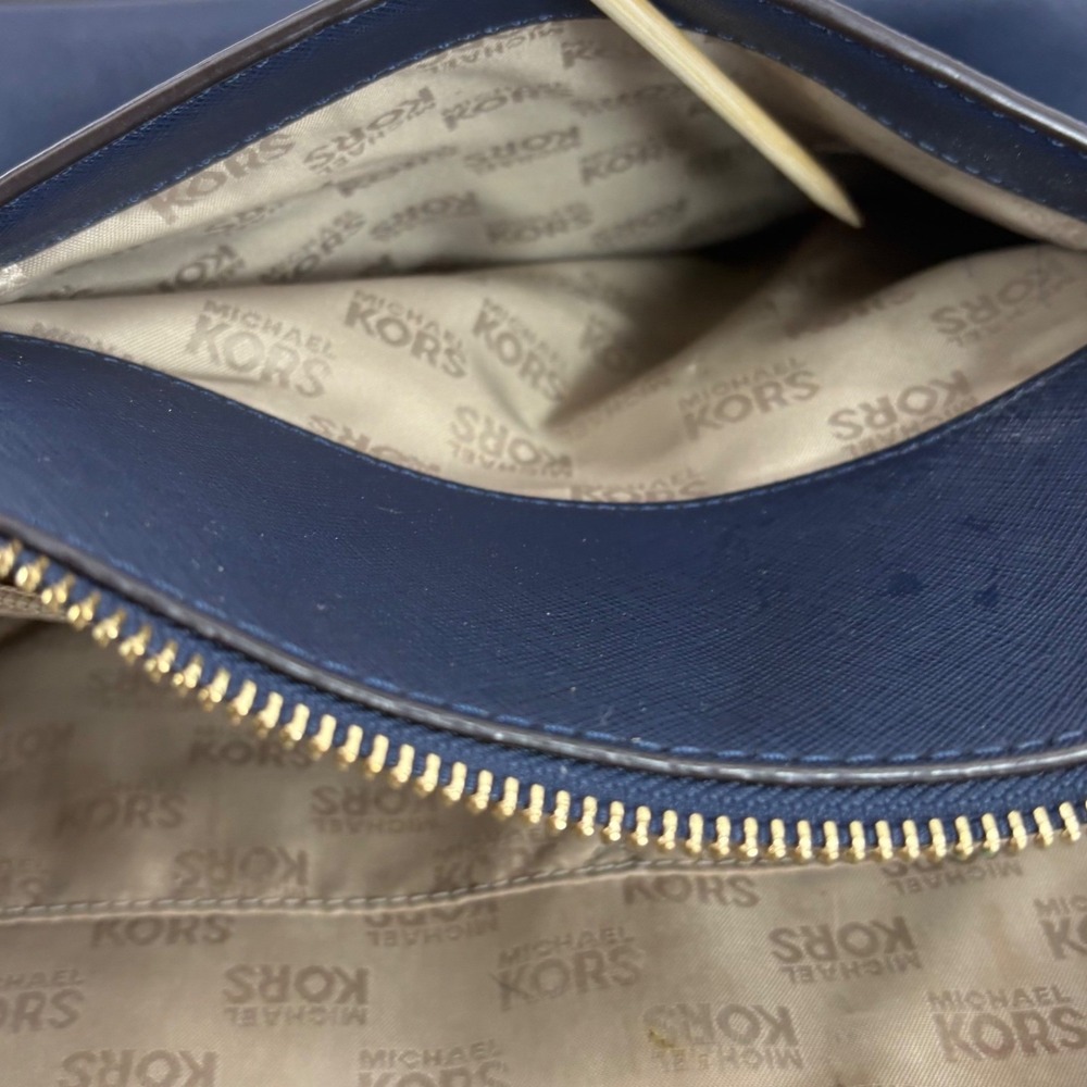 Michael Kors Jet Set Travel Saffiano Leather Tote Bag Navy Blue‎ - Picture 6 of 11